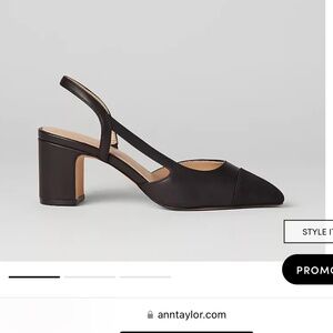 Ann Taylor - Leather Cap Toe Slingback - Black 8.5